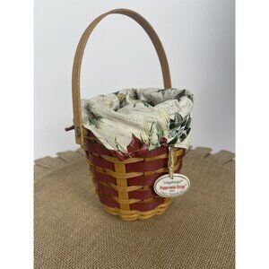 Longaberger 2007 Peppermint Stripe Tree Trimming Basket with Liner and Tie On